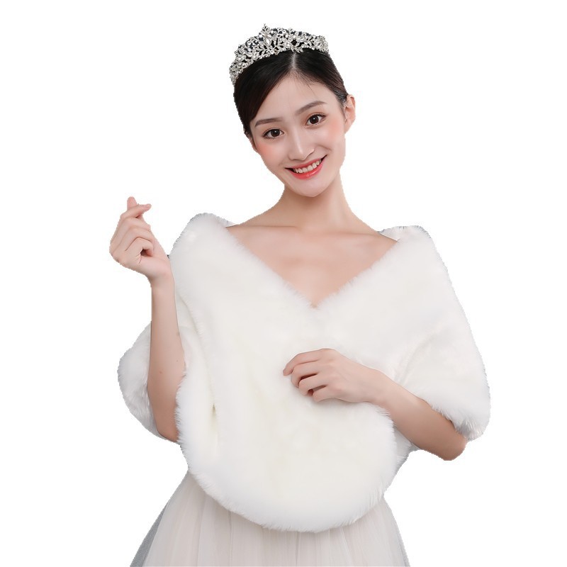 Warm Imitation Fur Thick White Fur Shawl Autumn And Winter New - Image 5