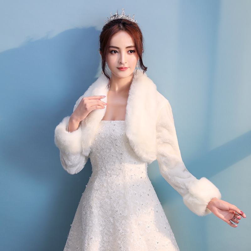 New Autumn And Winter Warm Fur Collar Cardigan Imitation Fur Dress Fur Shawl - Image 3