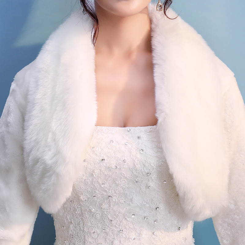 New Autumn And Winter Warm Fur Collar Cardigan Imitation Fur Dress Fur Shawl - Image 4