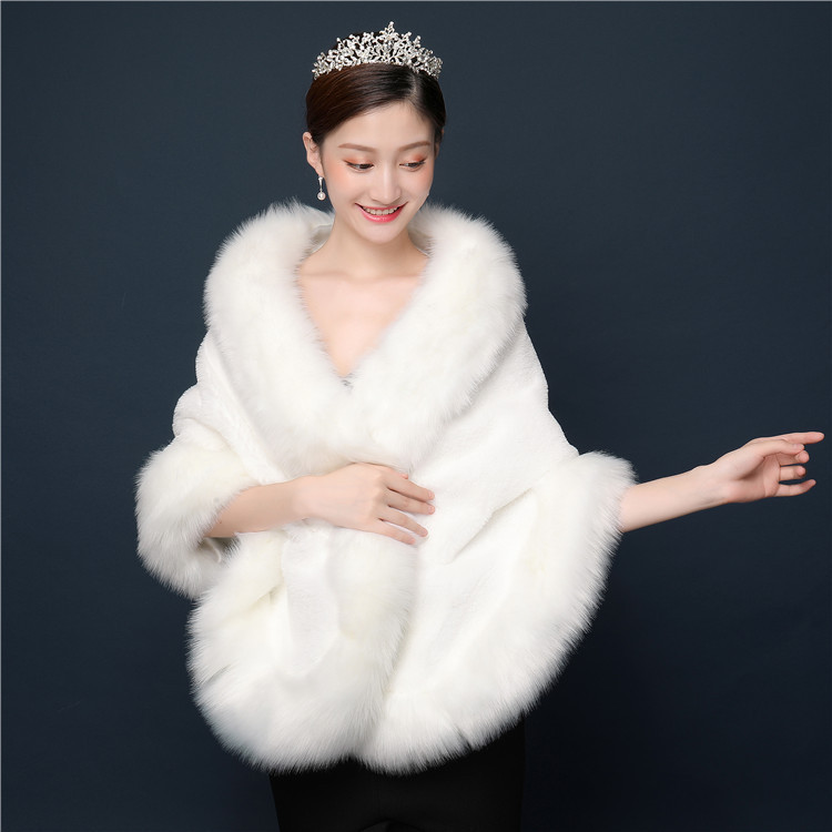 Thickened Plus-sized Fur Warm Scarf Coat Shawl