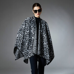 Spring Autumn And Winter New Black Leopard Print Cross Shawl