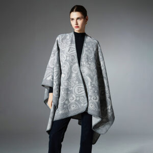 Women's Jacquard Paisley Wool Cross Shawl