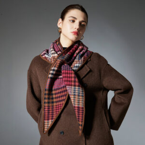Autumn And Winter Wool Deerskin Color Plaid Houndstooth Triangle Shawl