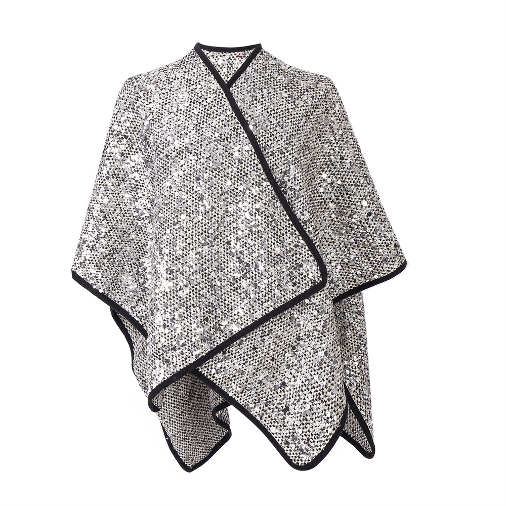 New Women's Fashion Silver Paillette Shawl - Image 4