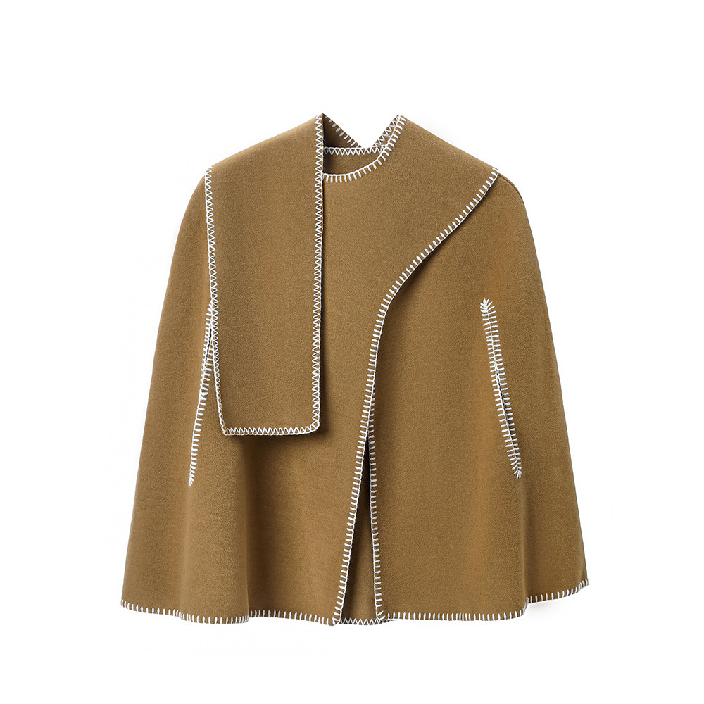 Women's Camel Stitching Cape Scarf Shawl - Image 5