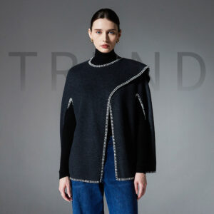 Women's Double-faced Woolen Goods Stitching Cape And Shawl