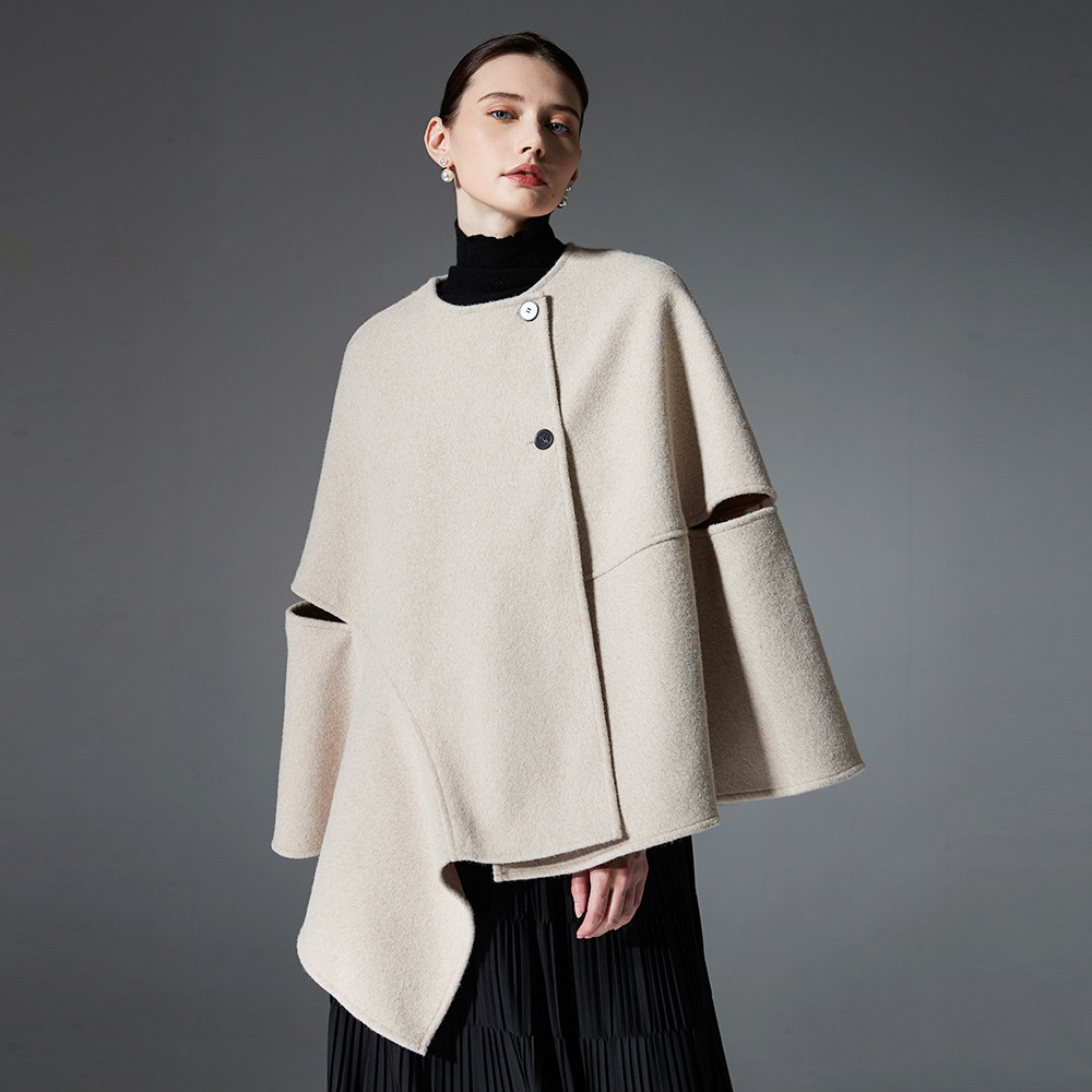 Button Double-faced Woolen Goods Shawl - Image 2