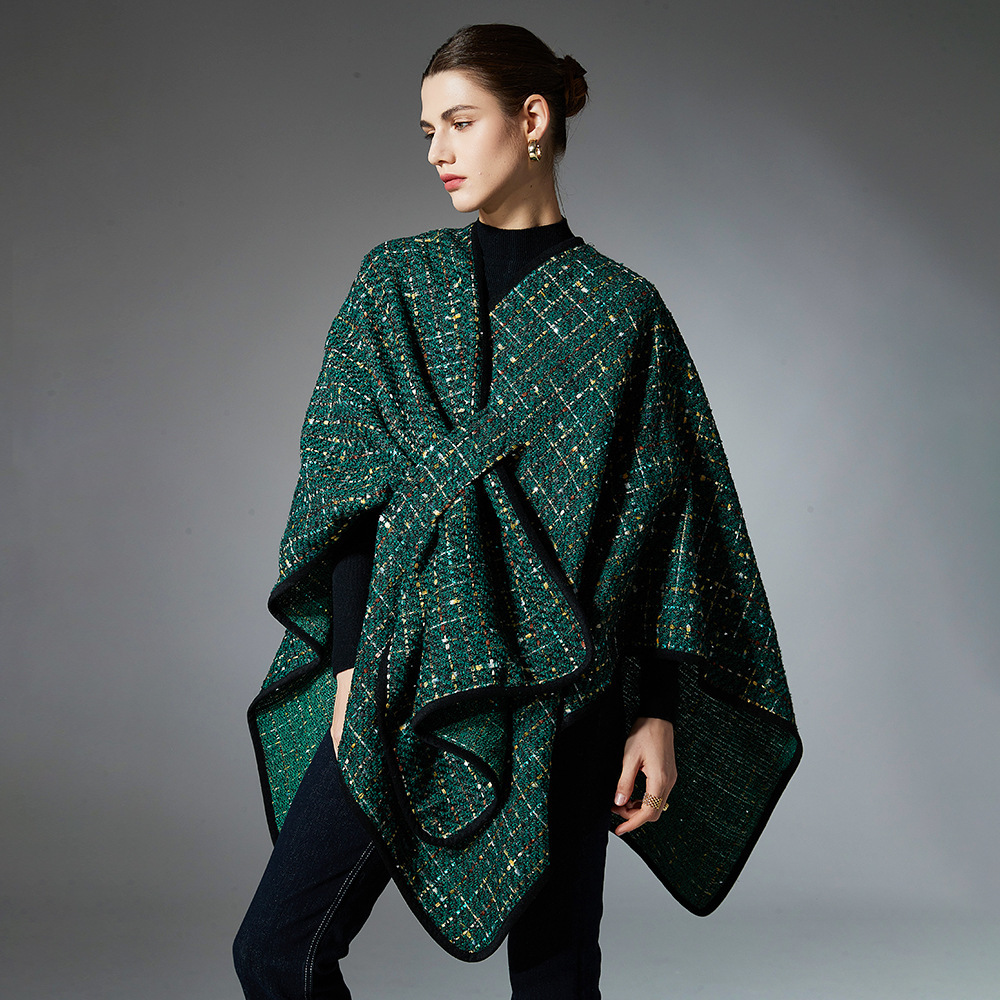 Women's Colorful Sequined Christmas Style Cross Shawl - Image 2