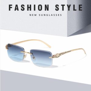 Women's Retro Cheetah Decorative Frameless Square Sunglasses