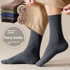 Autumn And Winter Thickening Men's Socks Terry Middle Tube Napping Winter Warm