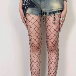 High Elastic Fishnet Black Silk Stockings