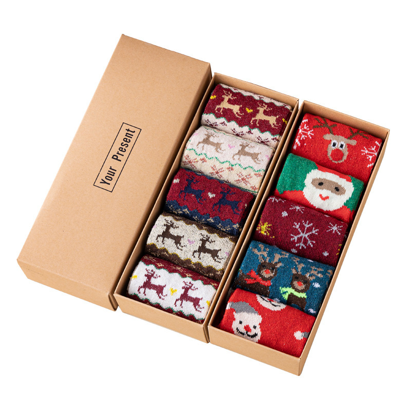 Boxed Christmas Stockings New Autumn And Winter Ladies Warm Wool Socks - Image 5