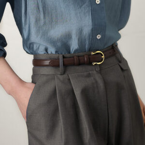 French Gold Buckle Genuine Leather Belt Women