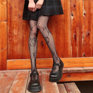 Magic Five-pointed Star Hollow Fishnet Socks Female