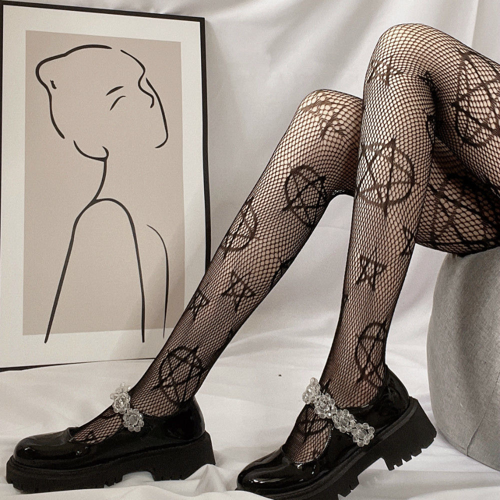 Magic Five-pointed Star Hollow Fishnet Socks Female - Image 3