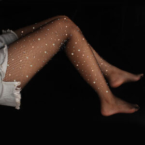 Stick-on Crystals Bright Fishnet-eye Pantyhose For Women