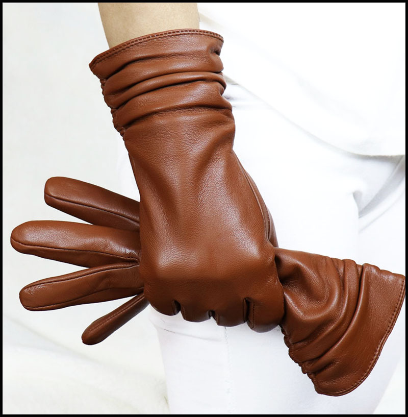 High-end Women's Sheepskin Gloves Leather Extended - Image 3