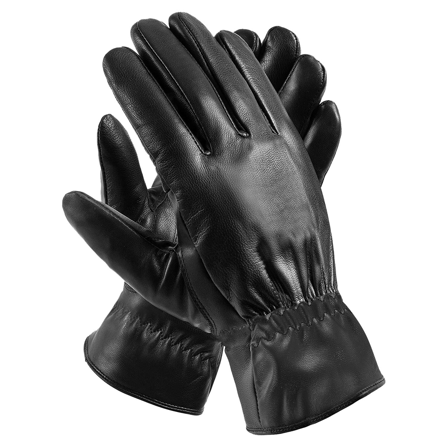 1Pair Unisex Black Leather Gloves Winter Warm Windproof High Quality Soft Gloves Outdoor Cycling Skiing Running Motorbike Gloves - Image 7