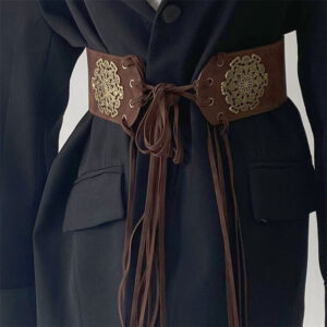 Women's Leather Wide Waist Seal Pin Buckle Elastic Body Shaping Decorative Belt