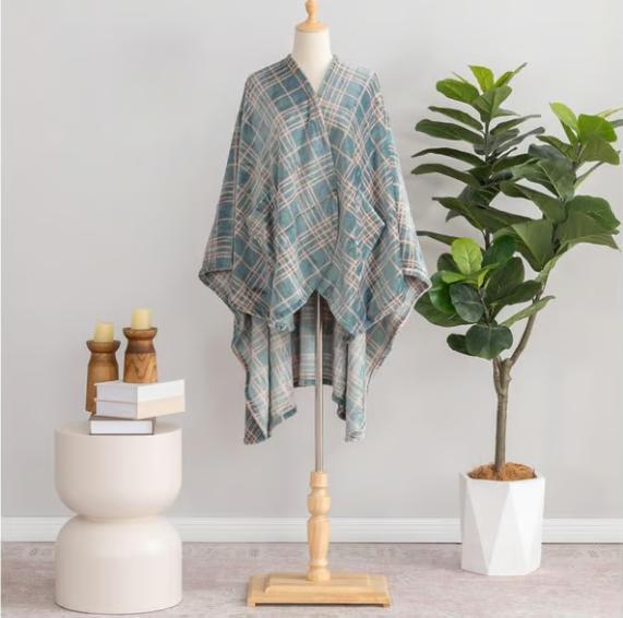 Plaid Scarf Women's Warm Striped Shawl - Image 5