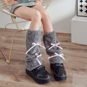Plush Leg Warmer Autumn And Winter Warm Millennium Bow Foot Sock