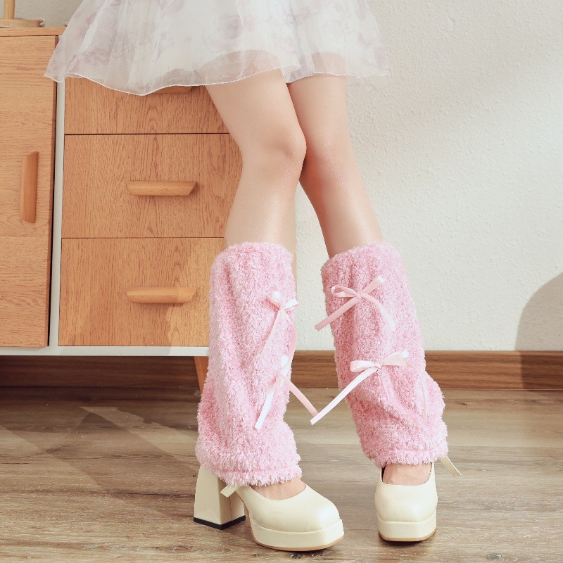 Plush Leg Warmer Autumn And Winter Warm Millennium Bow Foot Sock - Image 3