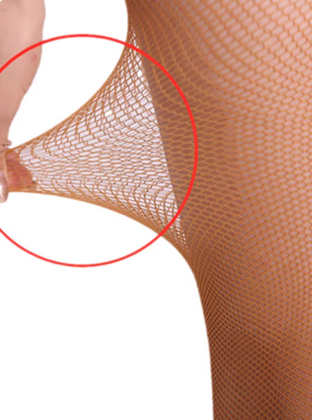 Latin Dance Caramel Open-toed Fishnet Stockings - Image 6