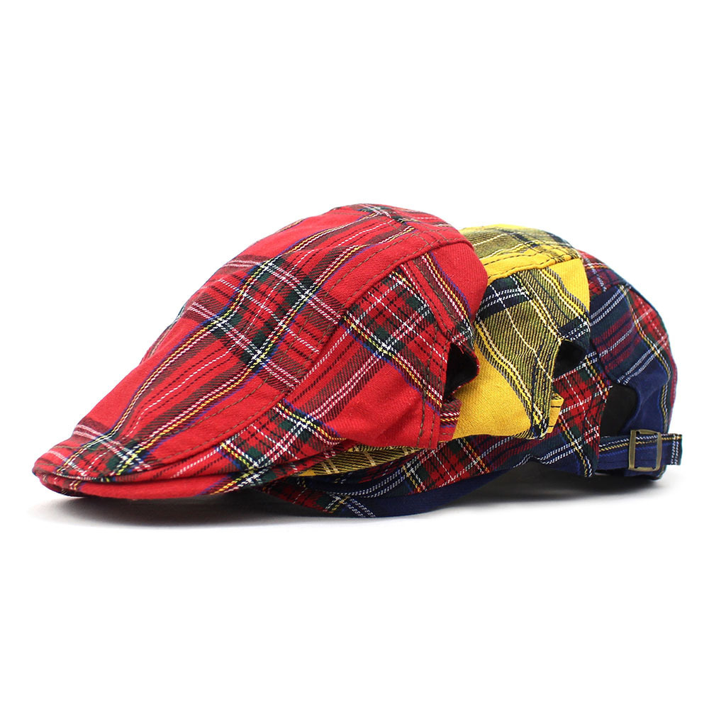 Retro Plaid Beret Men's And Women's Spring And Autumn Hat Casual Peaked Cap - Image 5
