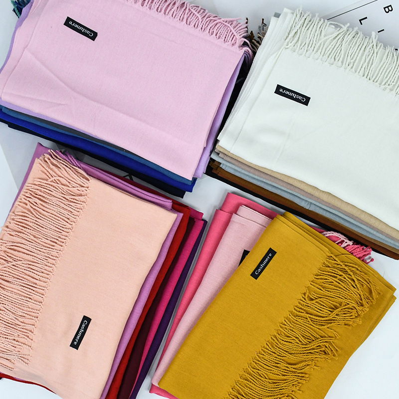 Women's Solid Color Scarf Tassel Scarf - Image 2