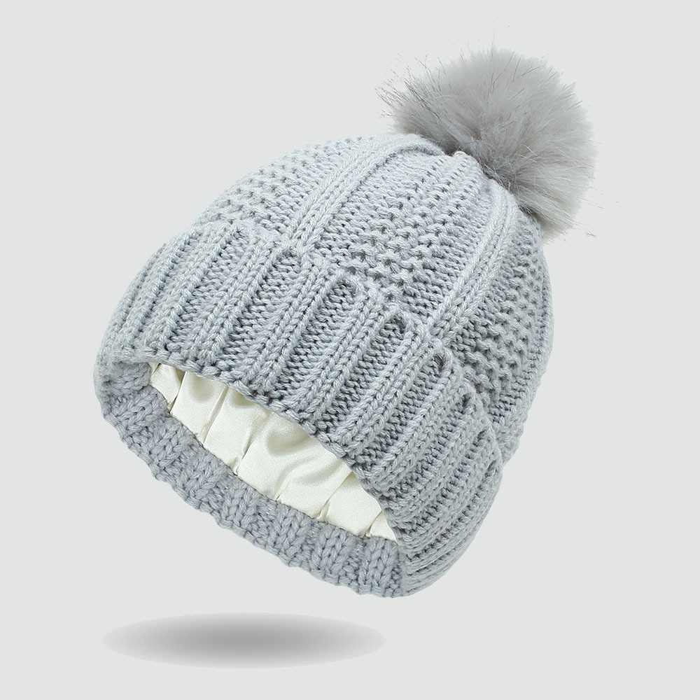Elastic Satin Knitted Hat Loose And Warm Ladies - Image 2