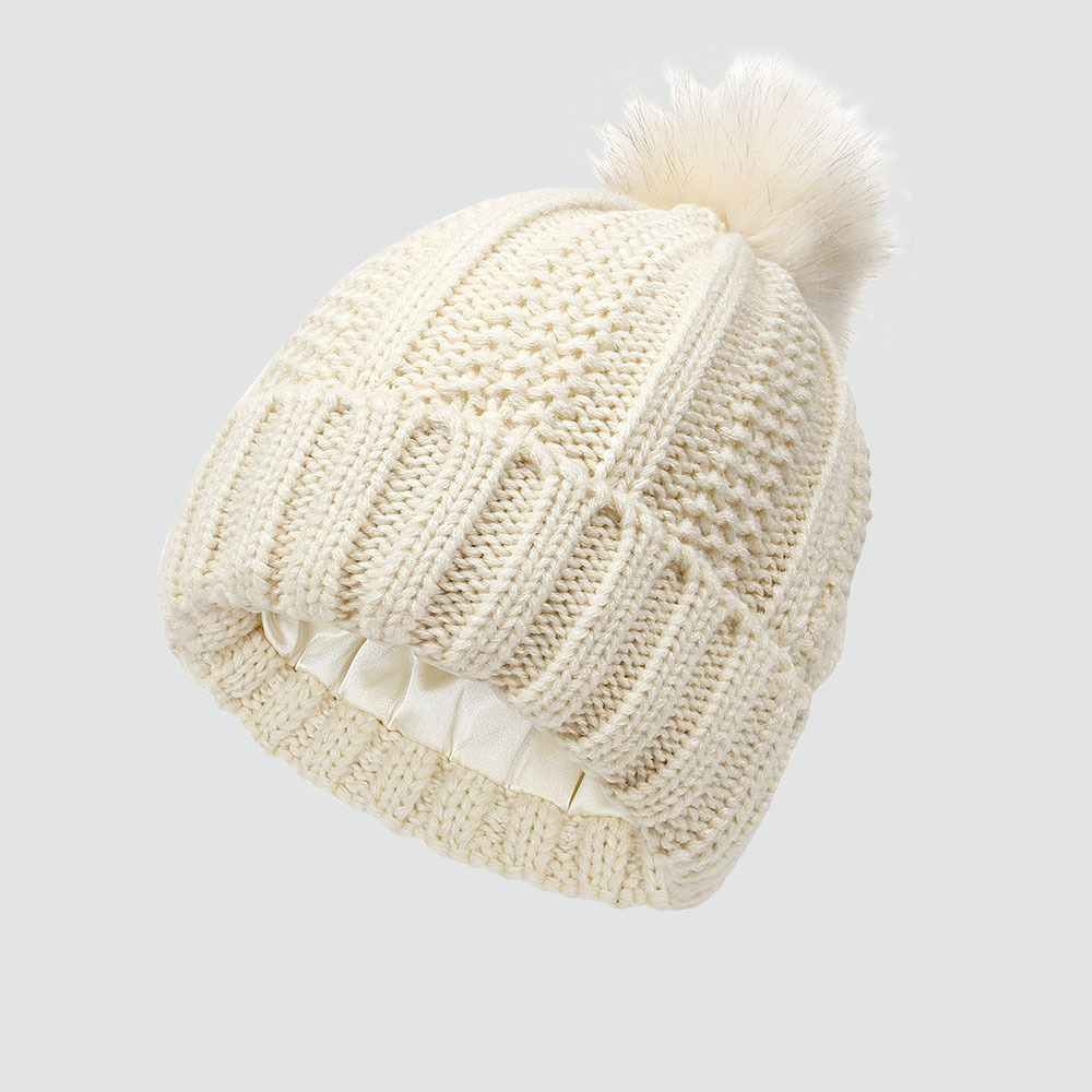 Elastic Satin Knitted Hat Loose And Warm Ladies - Image 6