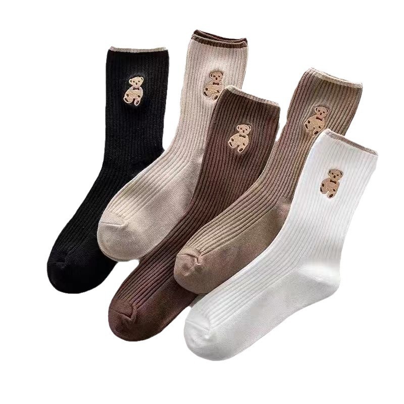 Mid-calf Retro Style Bear Japanese School Style Autumn And Winter Women's Stack Socks - Image 5