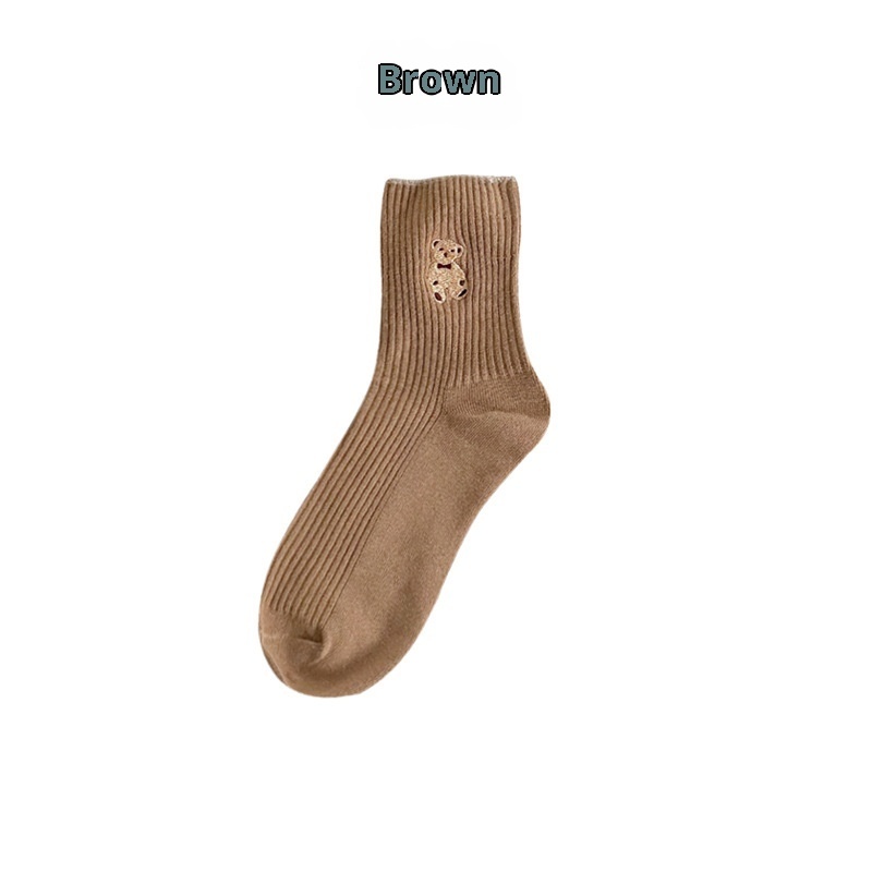 Mid-calf Retro Style Bear Japanese School Style Autumn And Winter Women's Stack Socks - Image 8