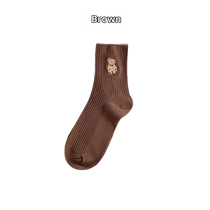 Mid-calf Retro Style Bear Japanese School Style Autumn And Winter Women's Stack Socks - Image 9