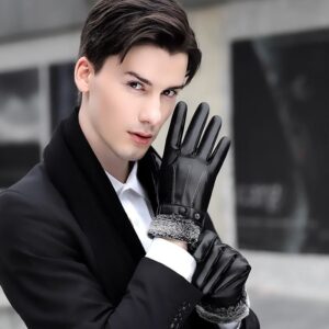 Winter Men's Fleece-lined Thick Windproof Gloves