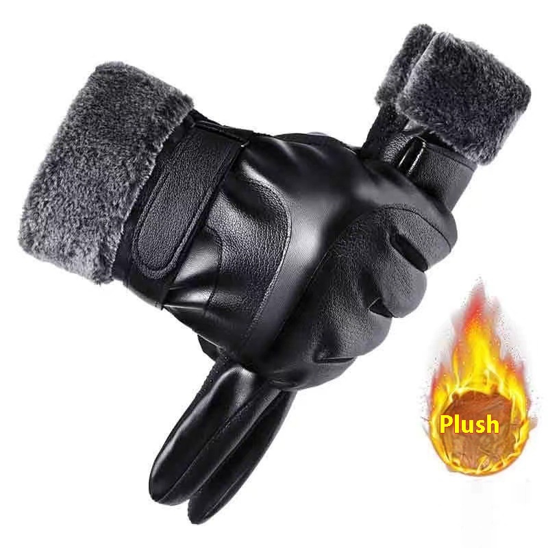 Winter Men's Fleece-lined Thick Windproof Gloves - Image 5