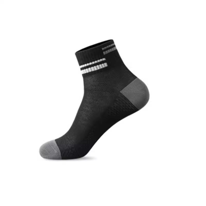 Mesh Breathable Solid Color Polyester Cotton Short Tube Massage Footbed Athletic Socks - Image 6