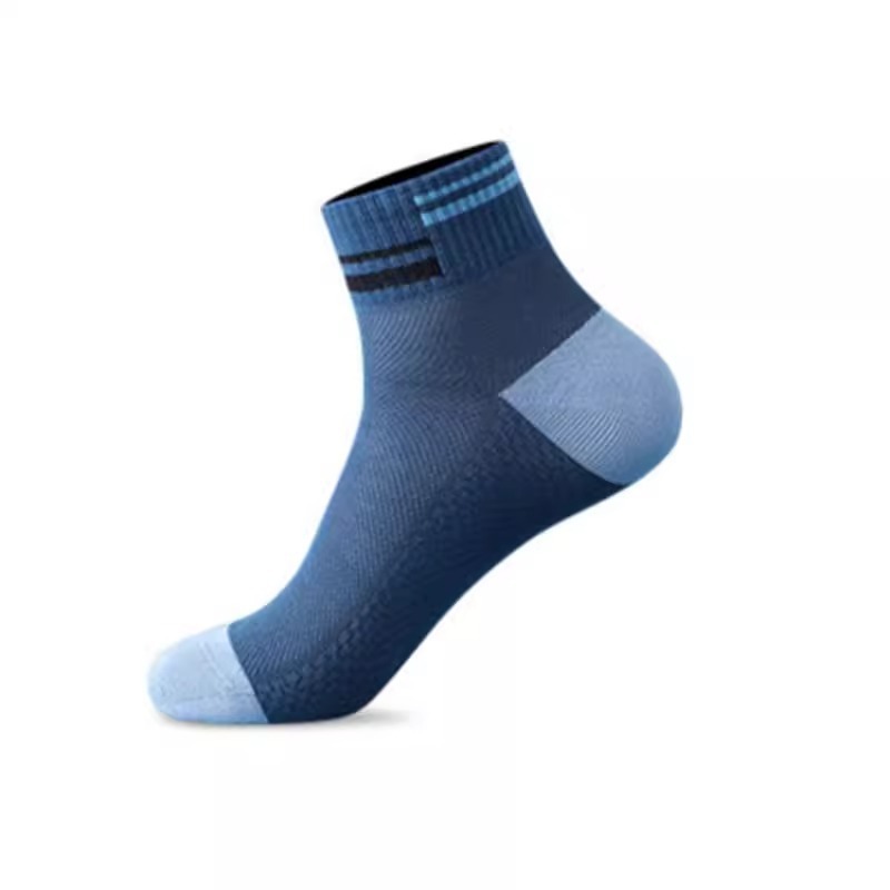 Mesh Breathable Solid Color Polyester Cotton Short Tube Massage Footbed Athletic Socks - Image 8