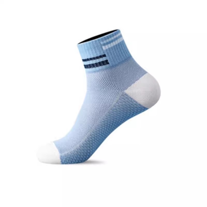 Mesh Breathable Solid Color Polyester Cotton Short Tube Massage Footbed Athletic Socks - Image 9