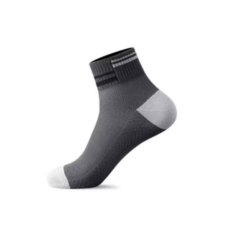 Mesh Breathable Solid Color Polyester Cotton Short Tube Massage Footbed Athletic Socks - Image 10