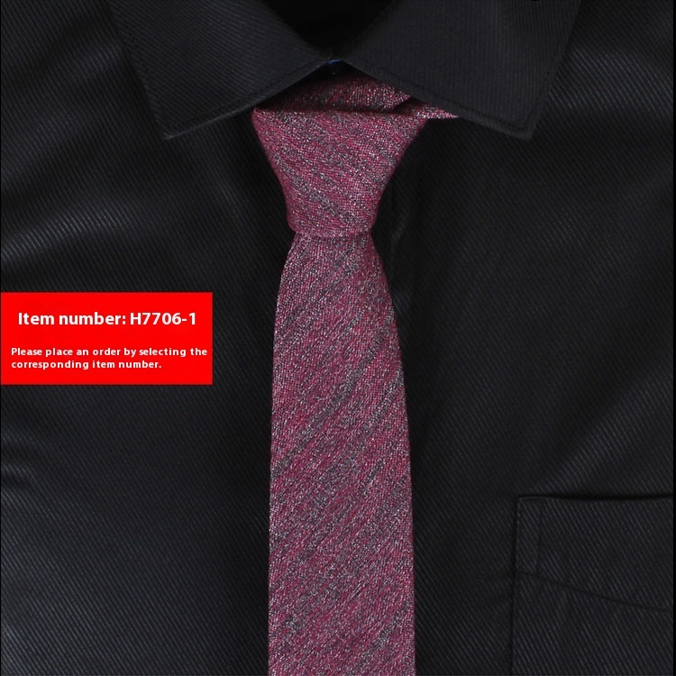 Solid Color Korean Style Narrow Cotton Men's 6cm Formal Wear Business Casual Wedding Tie - Image 5