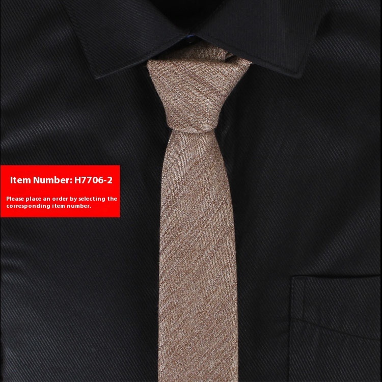 Solid Color Korean Style Narrow Cotton Men's 6cm Formal Wear Business Casual Wedding Tie - Image 6