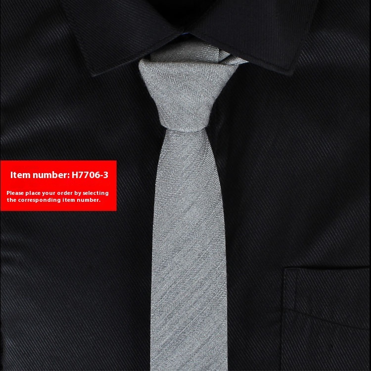 Solid Color Korean Style Narrow Cotton Men's 6cm Formal Wear Business Casual Wedding Tie - Image 7