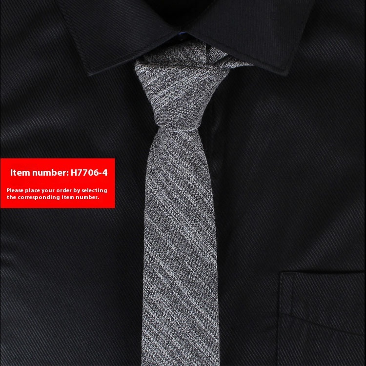 Solid Color Korean Style Narrow Cotton Men's 6cm Formal Wear Business Casual Wedding Tie - Image 8