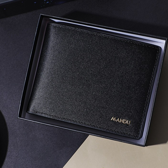 Men's PU Twill Short Anti-theft Swiping Multifunctional Coin Purse