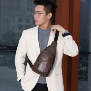 Men's Multi-layer Large Capacity Waterproof Pu Crossbody Shoulder Bag