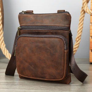 Crazy Horse Leather Outdoor Retro Leisure Crossbody Bag