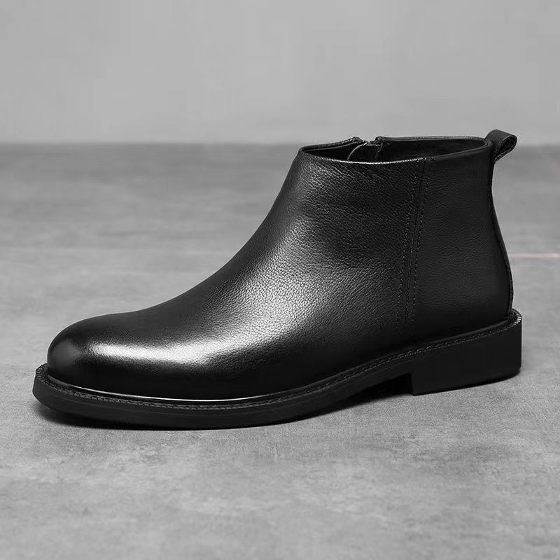 Men's Leather Shoes Solid Color Chelsea Boots - Image 4