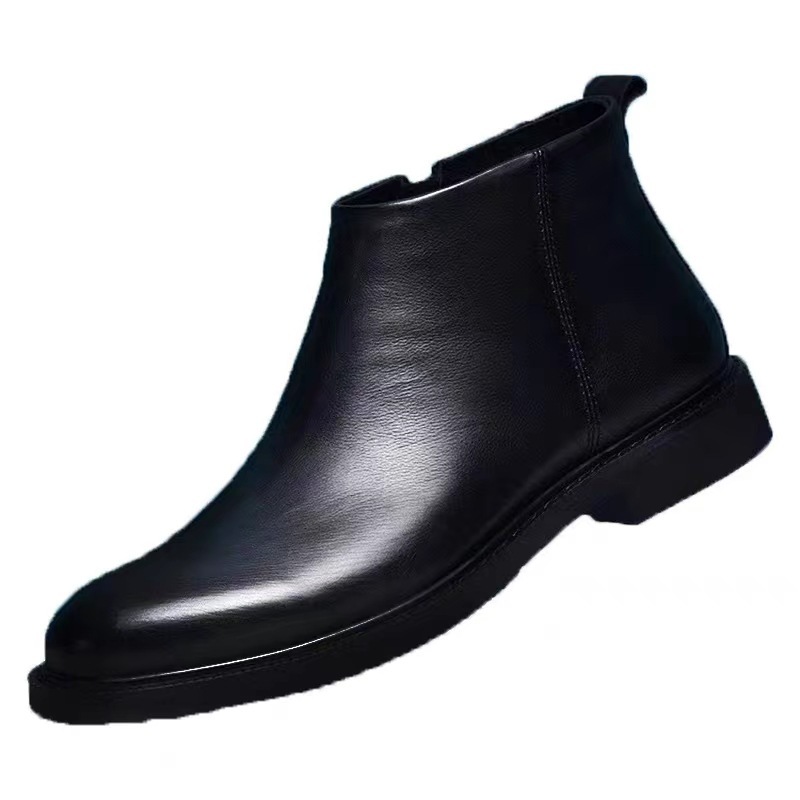 Men's Leather Shoes Solid Color Chelsea Boots - Image 5