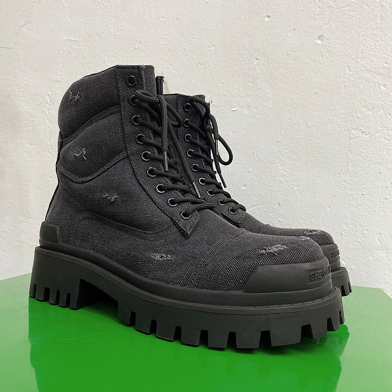 Men's Thick Bottom Ripped Retro Distressed Workwear Martin Boots - Image 5